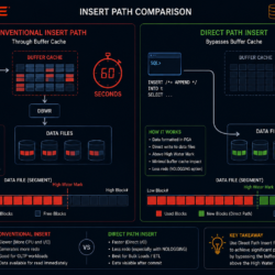 oracle direct path insert vs conventional insert path comparison buffer cache high water mark