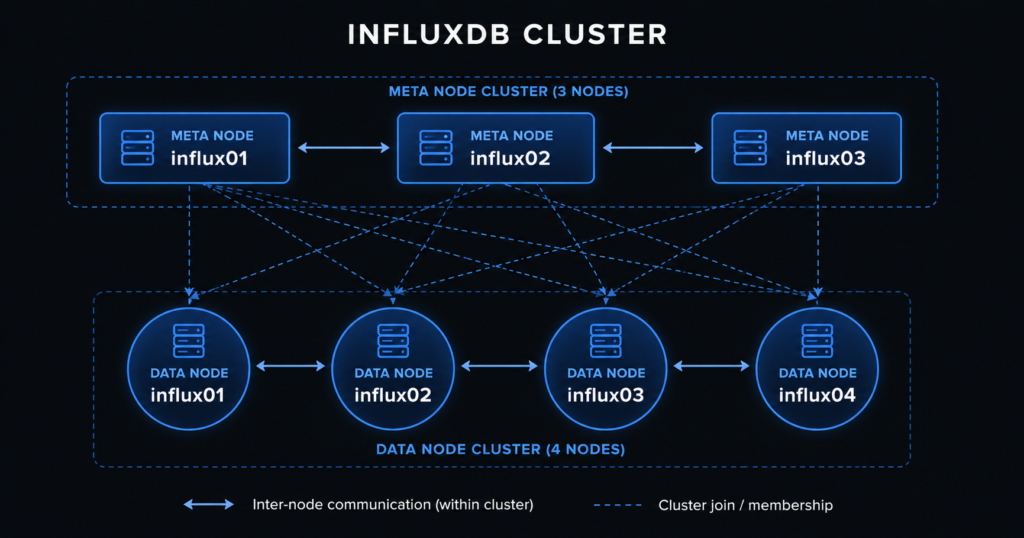 influxdb quickstart cluster installation on centos meta and data nodes