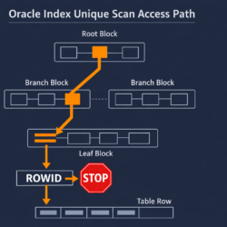 Oracle Index Unique Scan — B-tree path from root to single rowid