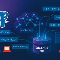 pgvector extension for PostgreSQL enabling vector similarity search and AI embeddings storage with neural network visualization