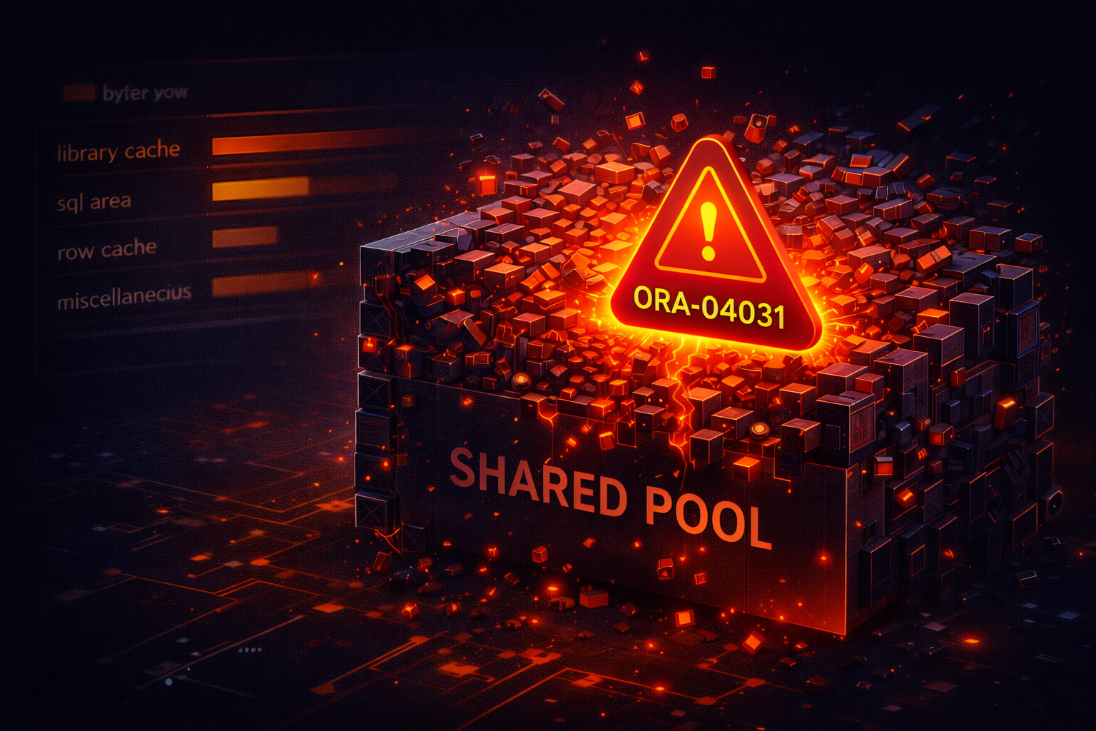 Oracle shared pool memory fragmentation causing ORA-04031 error diagnosed using V$SGASTAT and V$SHARED_POOL_RESERVED on Oracle production database