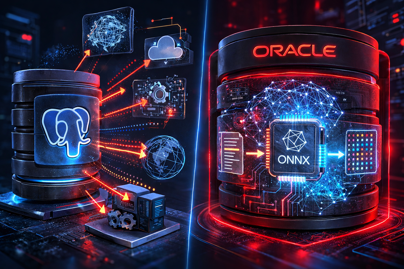 Oracle AI Database 26ai in-database ONNX embedding model compared to pgvector external API embedding architecture — data sovereignty and latency comparison