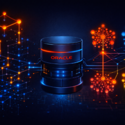 Oracle AI Database 26ai vector index comparison showing HNSW graph layers and IVF partition clusters for semantic similarity search