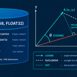 Oracle VECTOR data type storage formats FLOAT32 INT8 BINARY and distance metrics COSINE EUCLIDEAN DOT